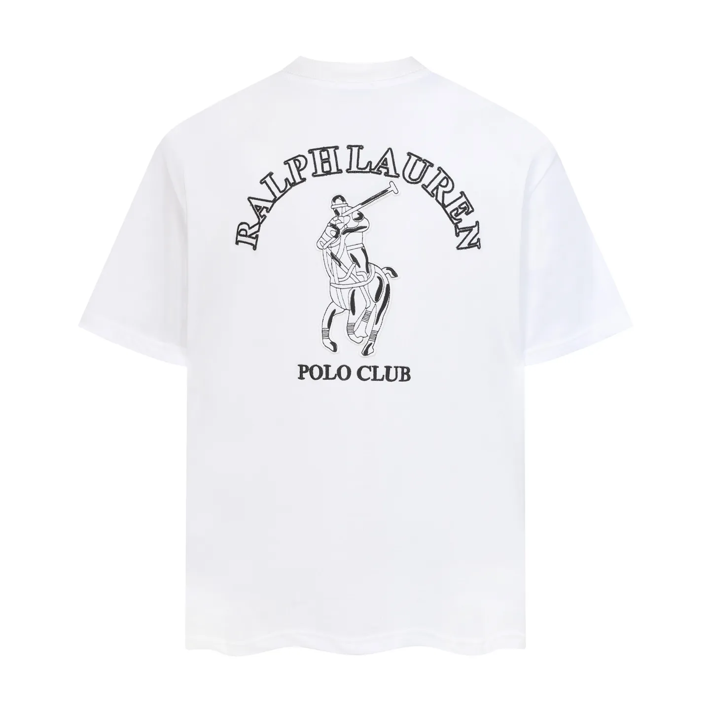 P140 💰 Actual pictures [High-end quality] Code: 8910# Color: Black White Size: S to XXL 2026ss New Ralph Lauren 320g customized fabric Round neck short sleeves Special embroidery Burnt patch Loose version for men and women